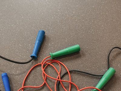 Close up of sports equipment on a polished floor